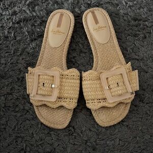 Sam Edelman Beige Woven Buckle Slide Sandals size 9.5